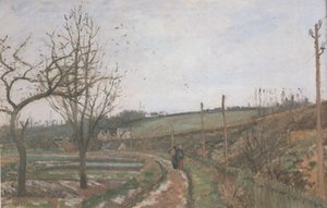 La strada lungo la ferrovia effetto neve da Camille Jacob Pissarro